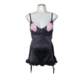 VICTORIA’S Secret mesh cutout black satin bustier size M